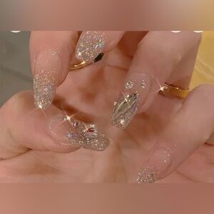 Fake Nails Glitter Nude color